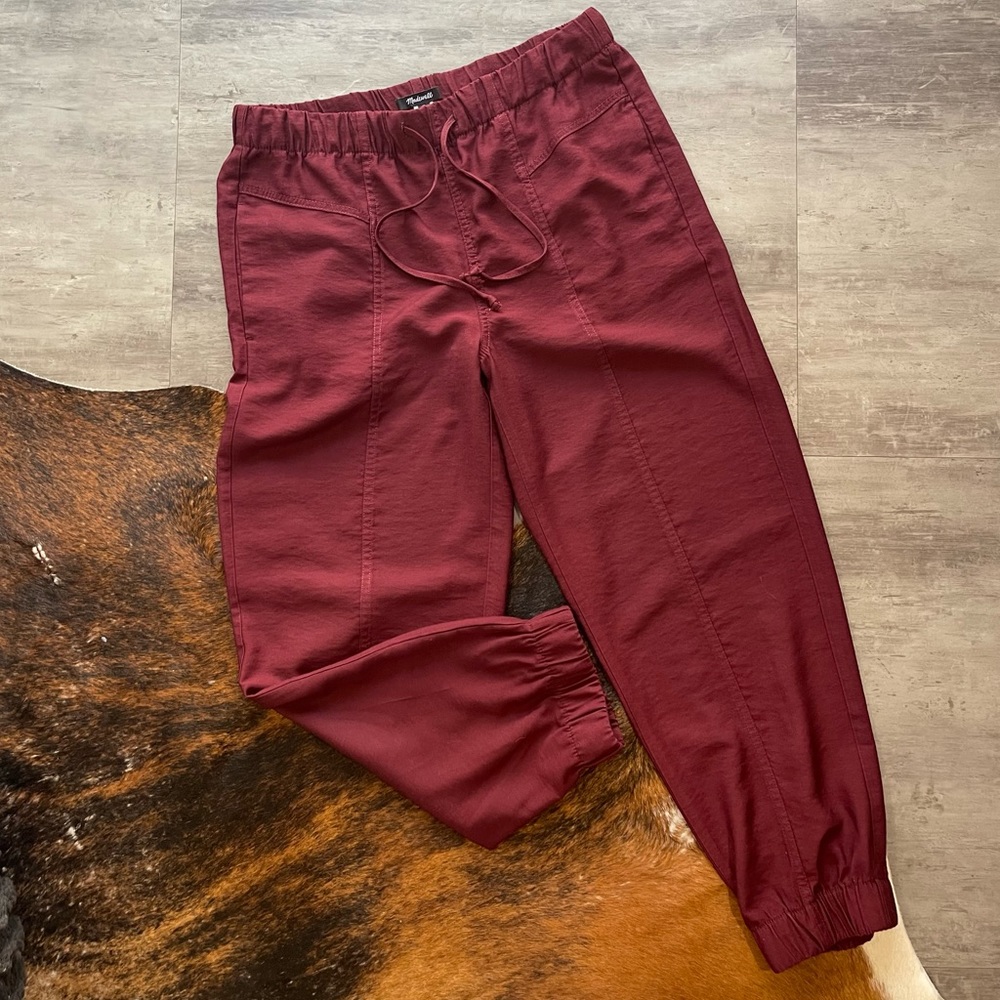 MADEWELL DRAPEY SEAMED TRACK TROUSERS Burgundy